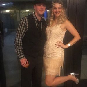 Beaded champagne flapper dress costume